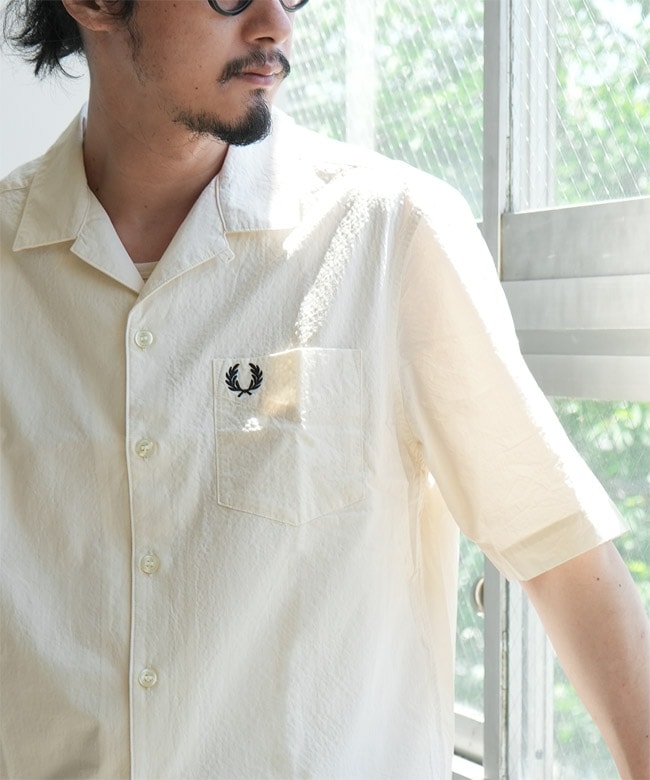 FRED PERRY(フレッドペリー) Seersucker Revere Collar Shirt シア