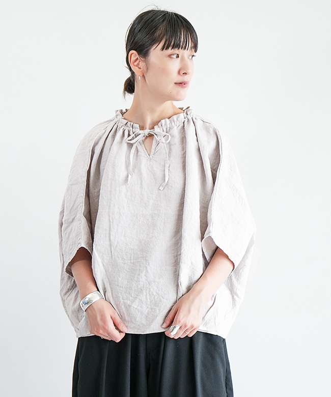 Brocante(ブロカント) リネンキャンバスリュバンブラウス レディース 