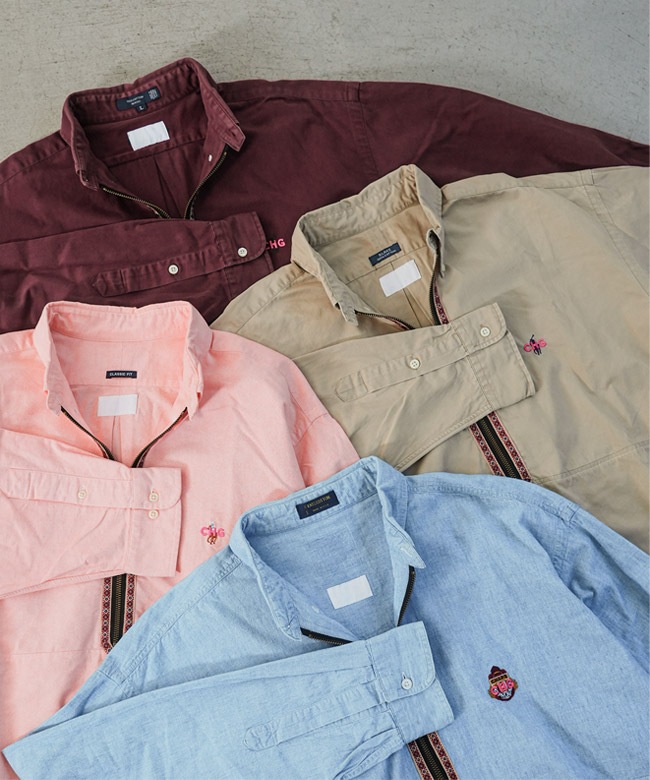 CH3029]CHANGES (チェンジーズ) Remake Half Zip PO Shirt リメイク