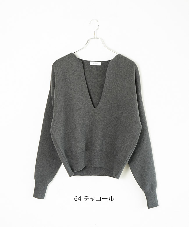 チャコールニットそらまめ様 STYLEMIXER | ビッグカラージップショートニット (ニット ) |SHEL'TTER