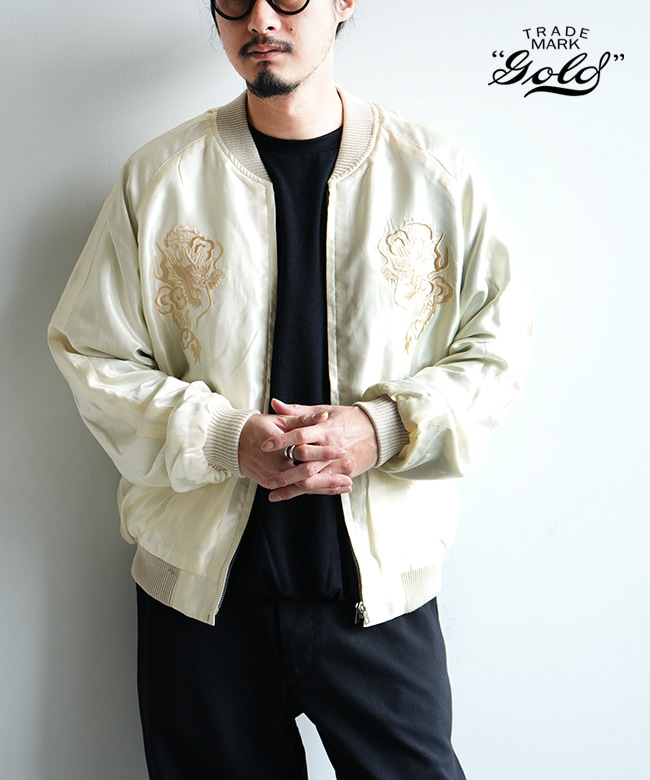 GL15852]gold(ゴールド)ACETATE SOUVENIR JACKET DRAGON アセテート
