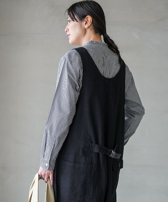 FURALI(フラリ)へリンボーン NAVY サロペット オーバーオール