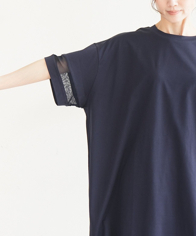 ◎[2-250080]mizuiro ind(ミズイロインド) mesh slv tunic OP