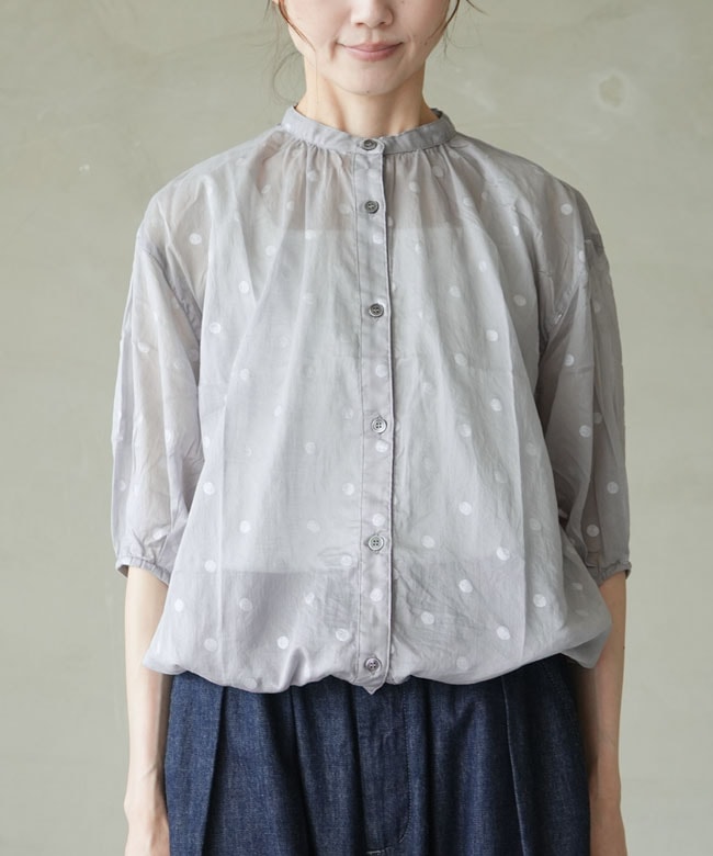 SALE 20%OFF】ICHI (イチ) コットンドットシャツ レディース トップス