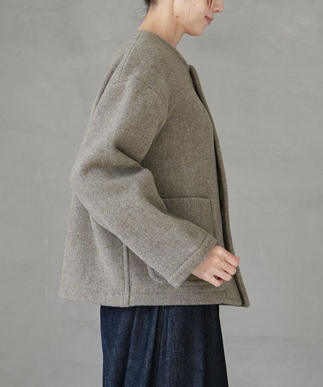 ◇[DT-A0013WLP] DANTON(ダントン) ウールライトパイルノーカラー