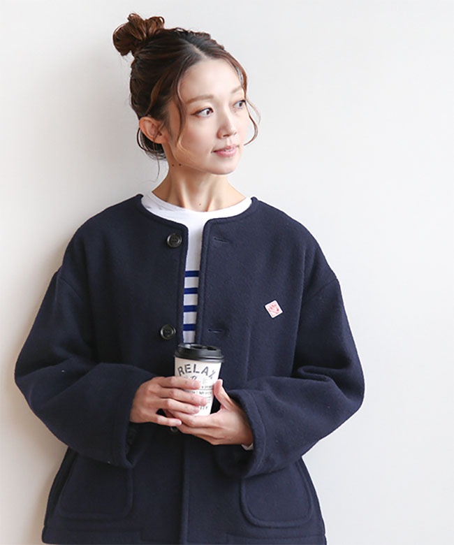 ダントン　ウールライトパイルノーカラージャケット DANTON｜ウールライトパイルノーカラージャケット WOOL LIGHT PILE