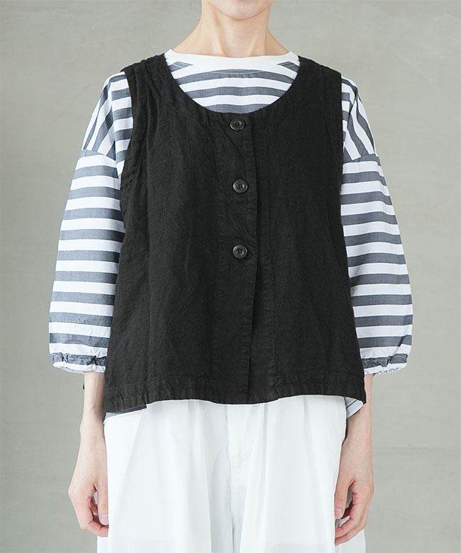 tumugu ツム グ ソリトリネンビ ッグベスト DARK NAVY tumugu(ツムグ) ソリトリネン2wayベスト レディース トップス[TB26124