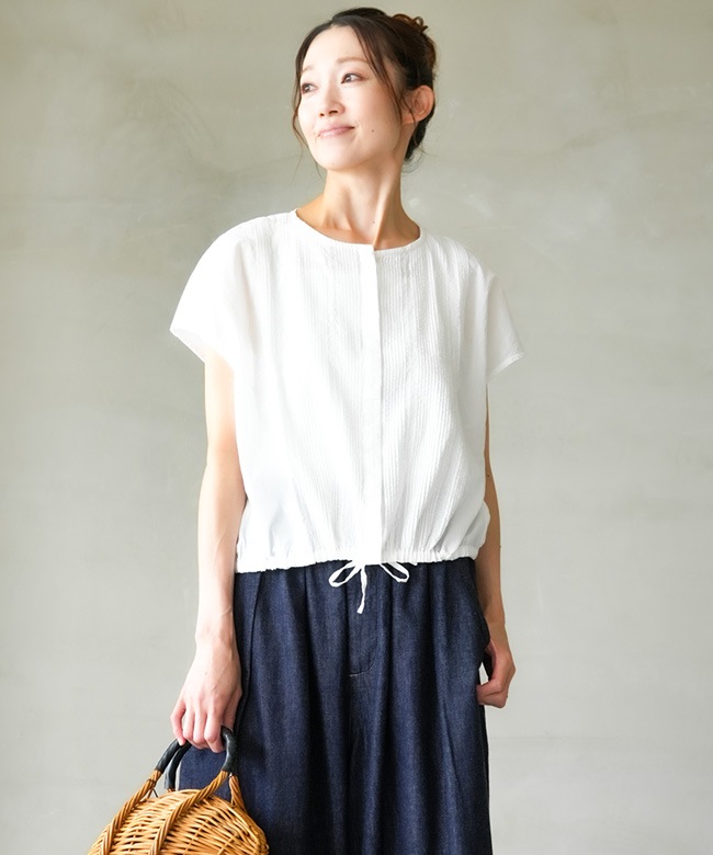 MIDIUMISOLID(ミディウミソリッド) pin tuck N/S shirt ピンタック
