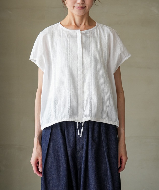 MIDIUMISOLID(ミディウミソリッド) pin tuck N/S shirt ピンタック