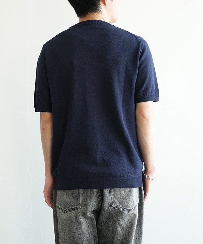 MOONCASTLE アイスコットンニット L　ネイビー ICE COTTON CREWNECK