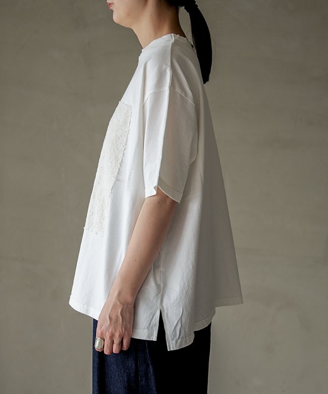 【新品】 prit 花柄プリント 半袖 Tシャツ 白 WOODYHOUSE SALE 30%OFF】prit(プリット) 40/2天竺×ボタニカル柄レース ワイドT