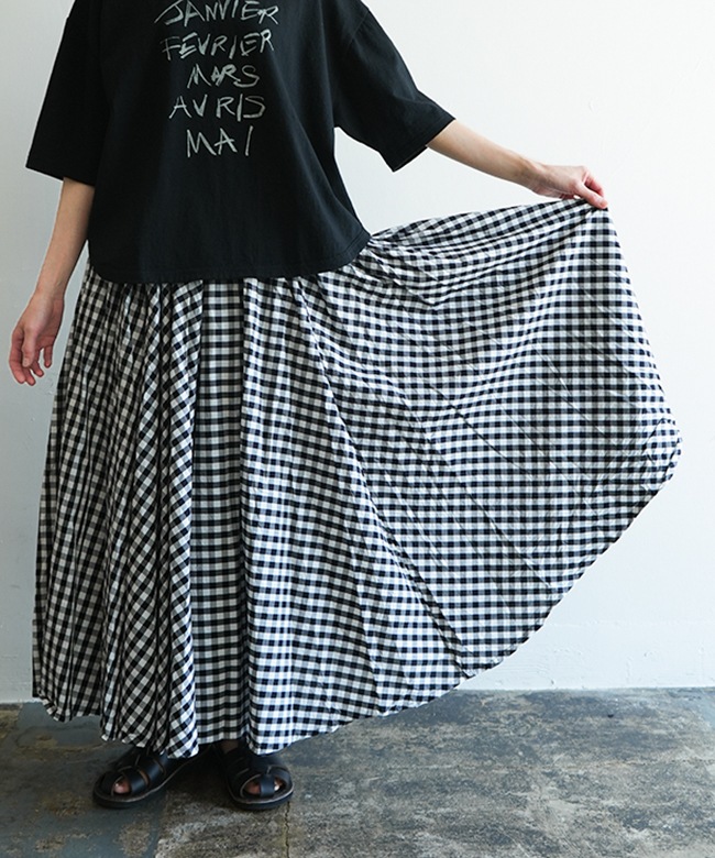 ichi コットンロングスカート ブラック ichi｜【30％OFF】Cotton Circular Gather Skirt コットン