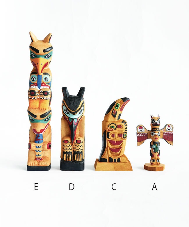 2082]amabro(アマブロ) WOODEN CARVING TOTEM POLE タイプE ウッデン