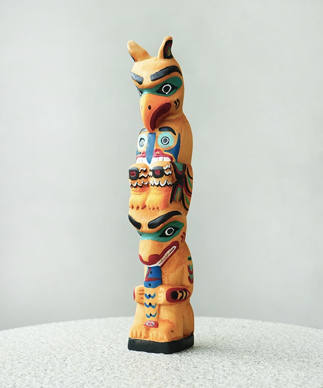 2082]amabro(アマブロ) WOODEN CARVING TOTEM POLE タイプE ウッデン