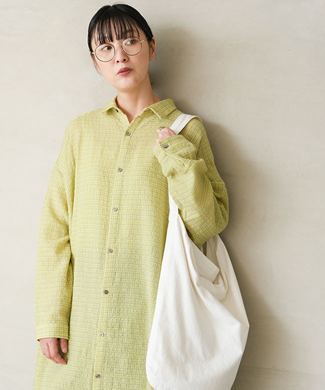 1100308]ICHI Antiquites(イチアンティークス) ウールガーゼギンガム