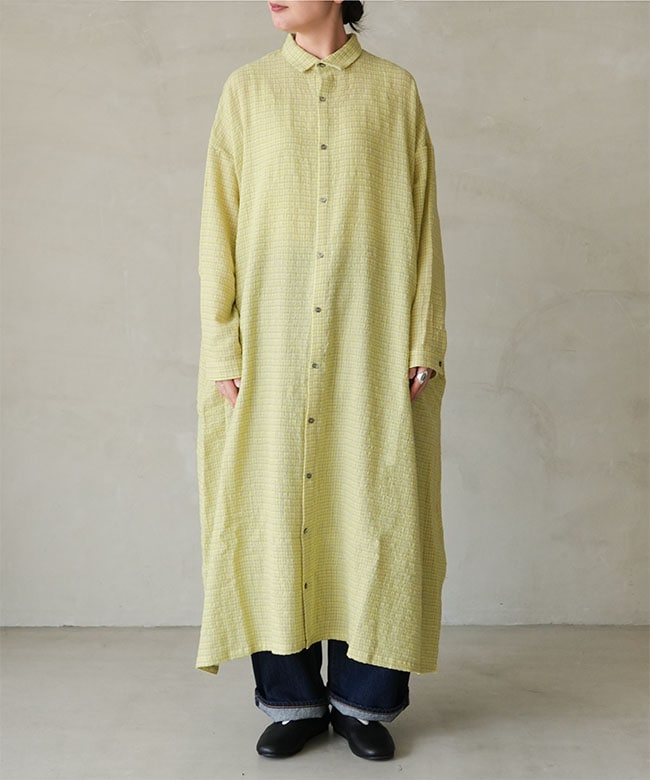 1100308]ICHI Antiquites(イチアンティークス) ウールガーゼギンガム