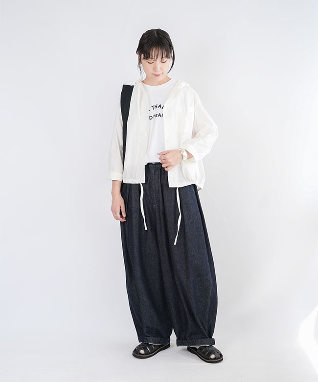 Midi Umi(ミディウミ) hooded short shirt フード付きショートシャツ