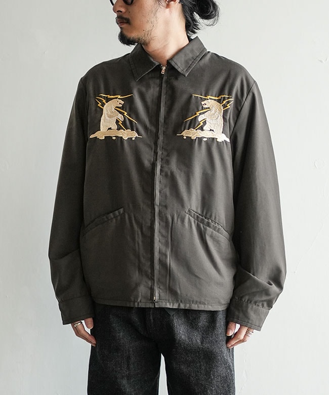 GOLD アラスカ刺繍スカジャンスーベニア港商ALASKA XL