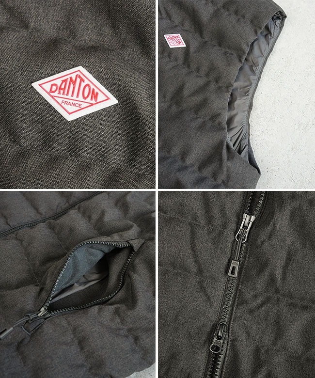 ◇[DT-A0189PWL]DANTON(ダントン) MIDDLE DOWN ZIP STAND COLLAR VEST