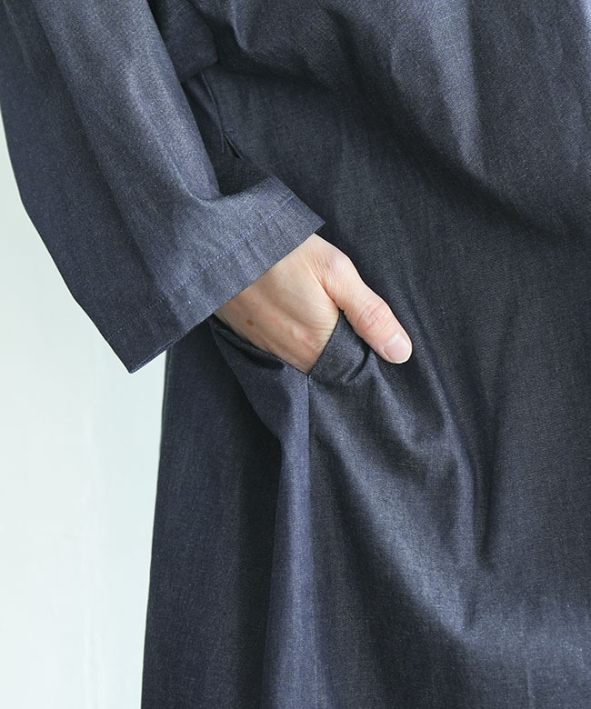 mizuiro ind(ミズイロインド) デニムワイドシャツワンピース denim