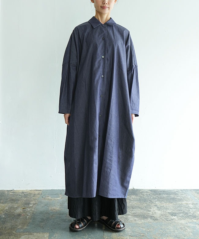 SALE 20%OFF】mizuiro ind(ミズイロインド) デニムワイドシャツ