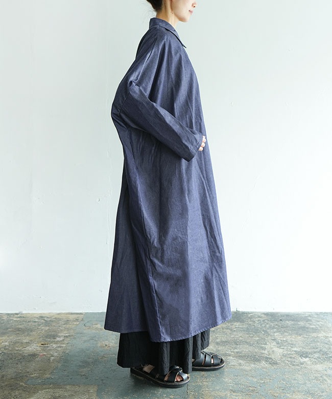 mizuiro ind(ミズイロインド) デニムワイドシャツワンピース denim