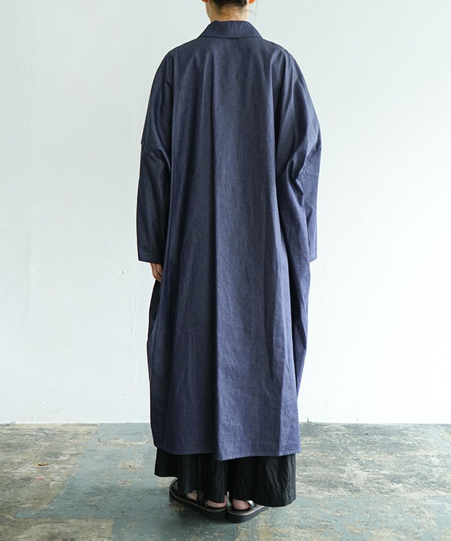 mizuiro ind(ミズイロインド) デニムワイドシャツワンピース denim