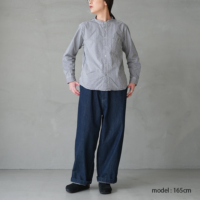 RINEN(リネン)80/2ダウンプルーフ スタンドカラーシャツ トップス