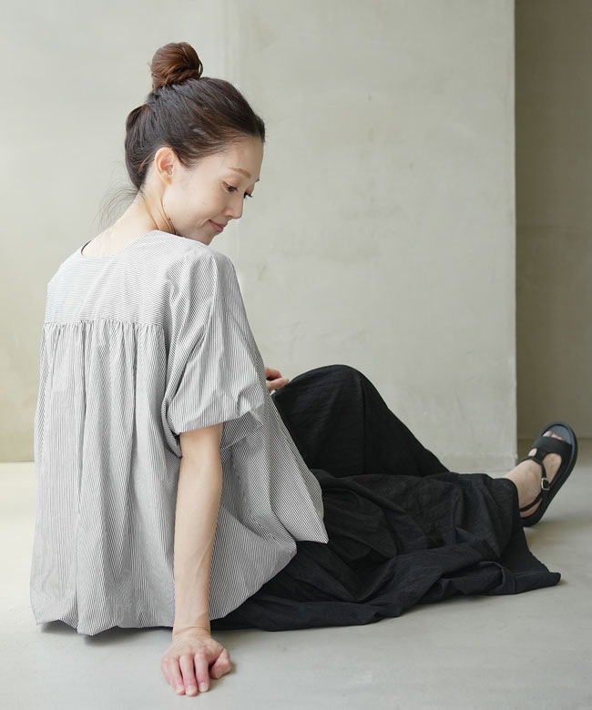 SALE 30%OFF】mizuiro ind(ミズイロインド)stripe no collar ballon P