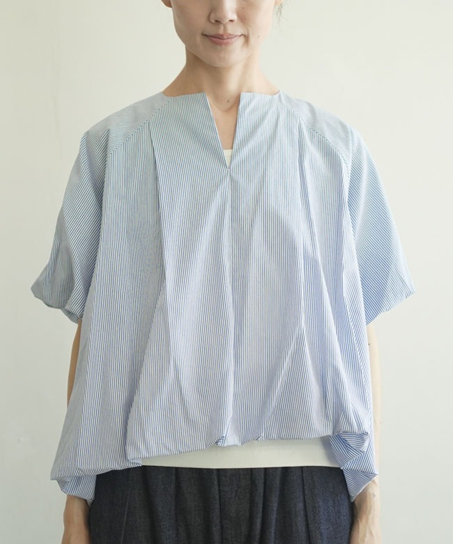 SALE 30%OFF】mizuiro ind(ミズイロインド)stripe no collar ballon P