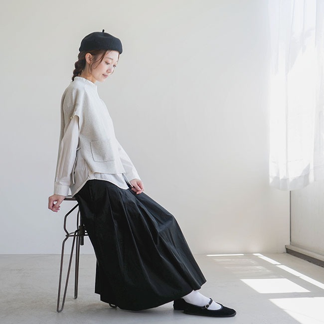 ina(イナ) 別注 コーデュロイ ウエスト紐付きタックスカート [213182