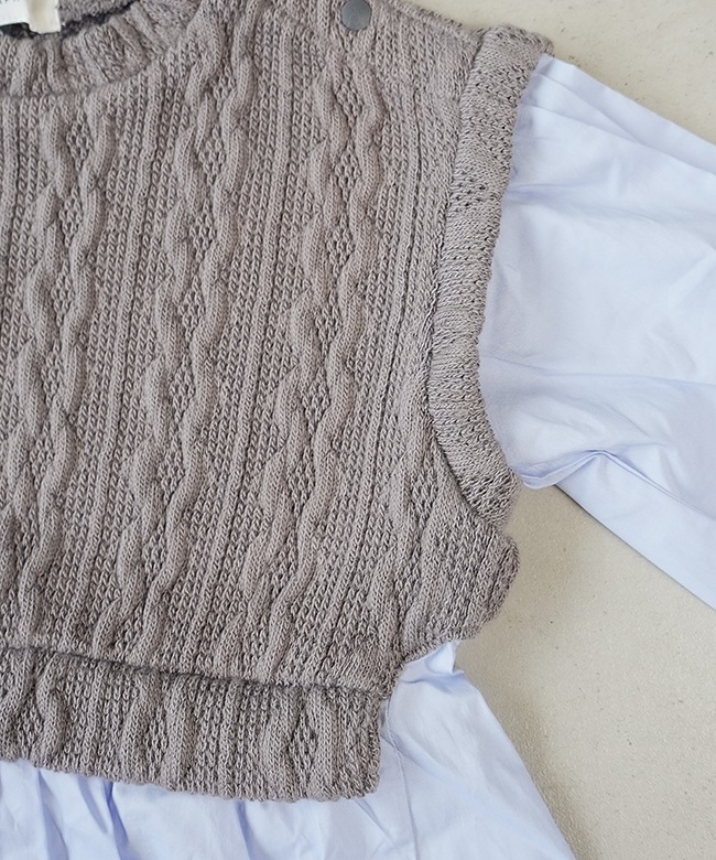 ⭐︎【新品】SHAREEF 七分袖 リネン100％ ニット ブラウン ショルダースリットニットプルオーバーsdpxyf7027 ブラウン