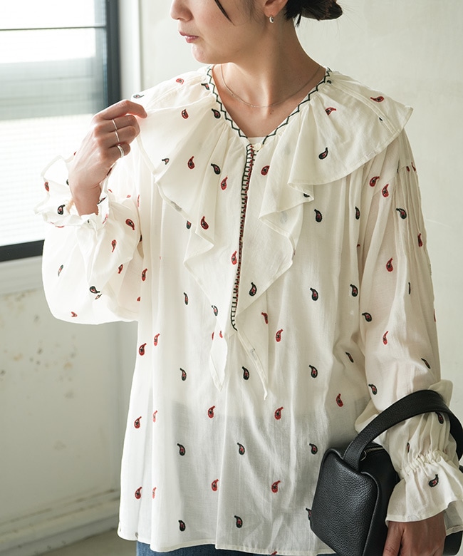 THE SHINZONE(ザ シンゾーン) PAISLEY EMBROIDERED BLOUSE ペイズリー