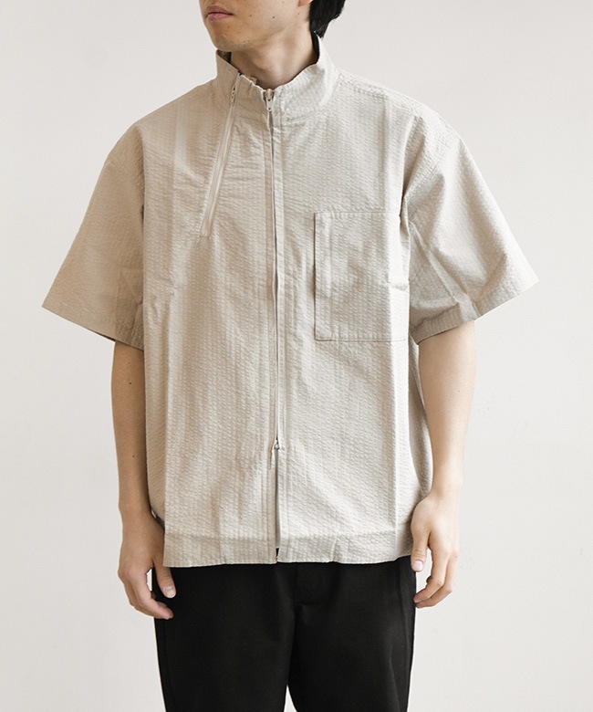 新品未使用　アトリエGG　サント・ロペ(スタンドカラー　Tシャツ MODMNT(モドメント) STAND COLLAR ZIP SHIRT スタンドカラージップ