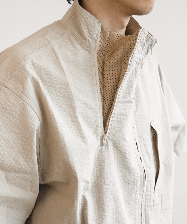 MODMNT(モドメント) STAND COLLAR ZIP SHIRT スタンドカラージップ