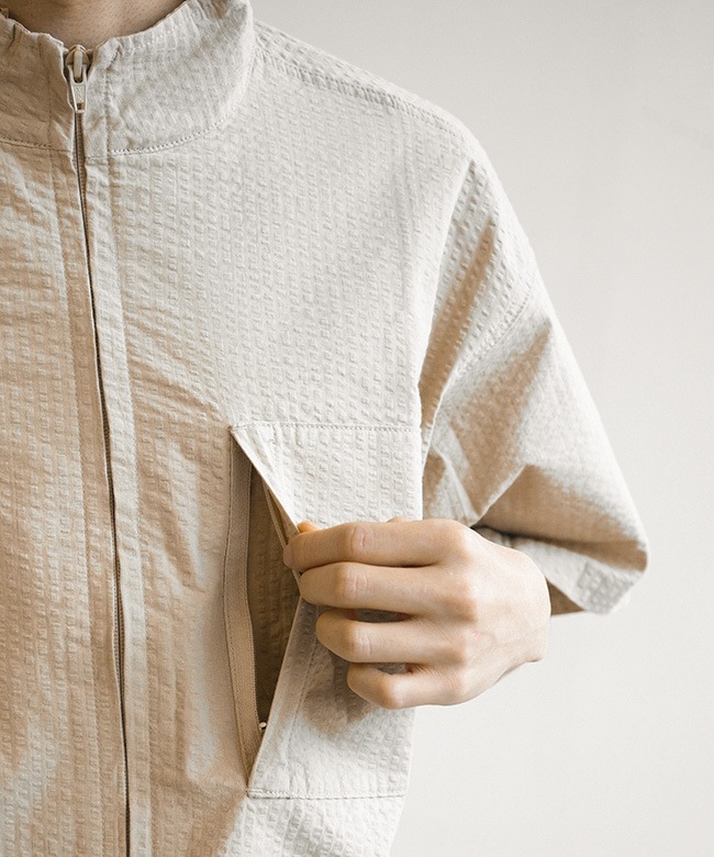MODMNT(モドメント) STAND COLLAR ZIP SHIRT スタンドカラージップ