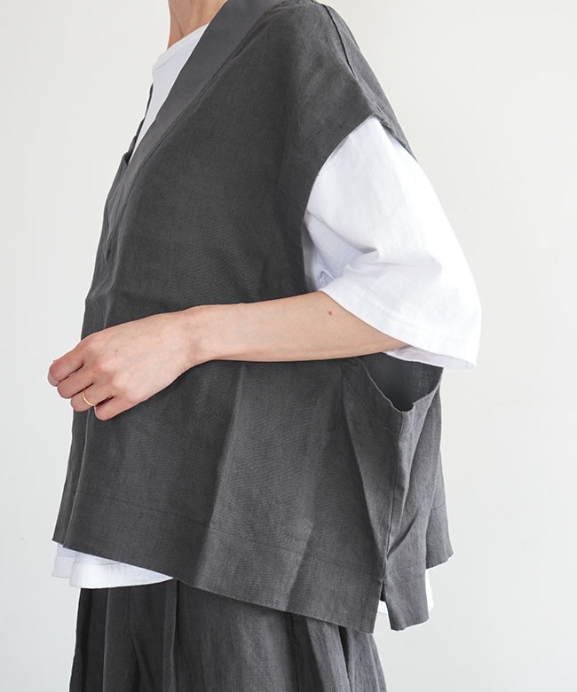 ◇solamonat poche(ソラモナポッシェ) リネンキャンバスニットネック