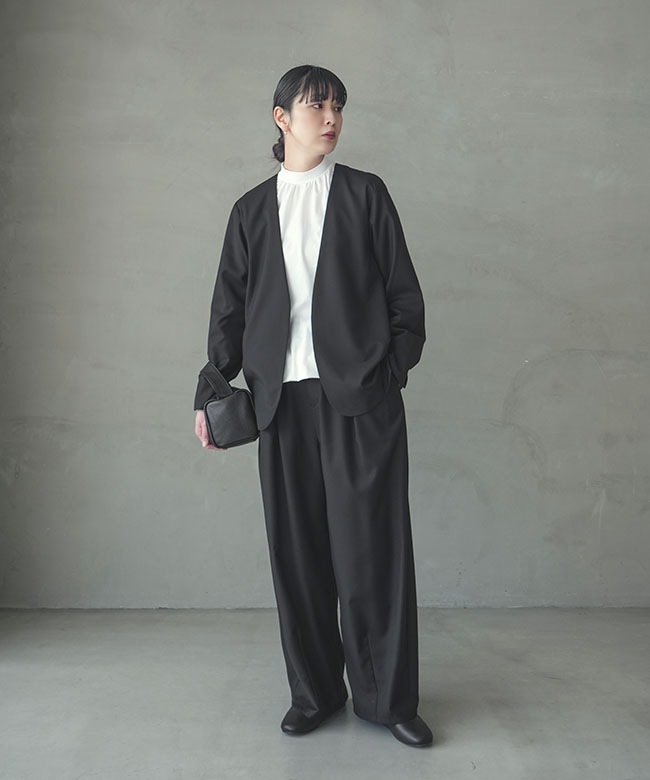 『未使用』ウッディハウス　SOLAMONAT LARME ノーカラージャケット ◇[SMLM-JK]SOLAMONAT LARME(ソラモナラーム) ノーカラージャケット