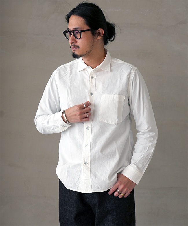 38000]RINEN(リネン) 80/2ダウンプルーフ レギュラーカラーシャツ 長袖