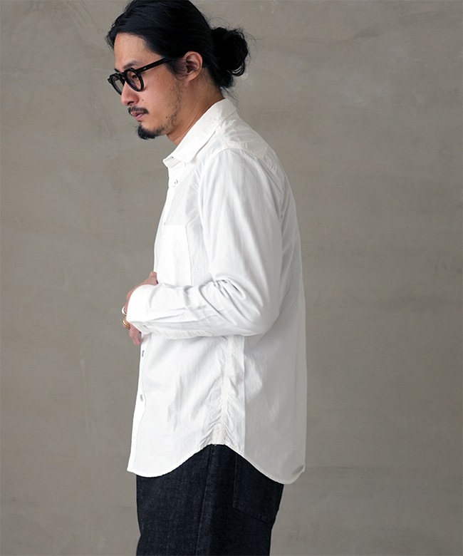 38000]RINEN(リネン) 80/2ダウンプルーフ レギュラーカラーシャツ 長袖