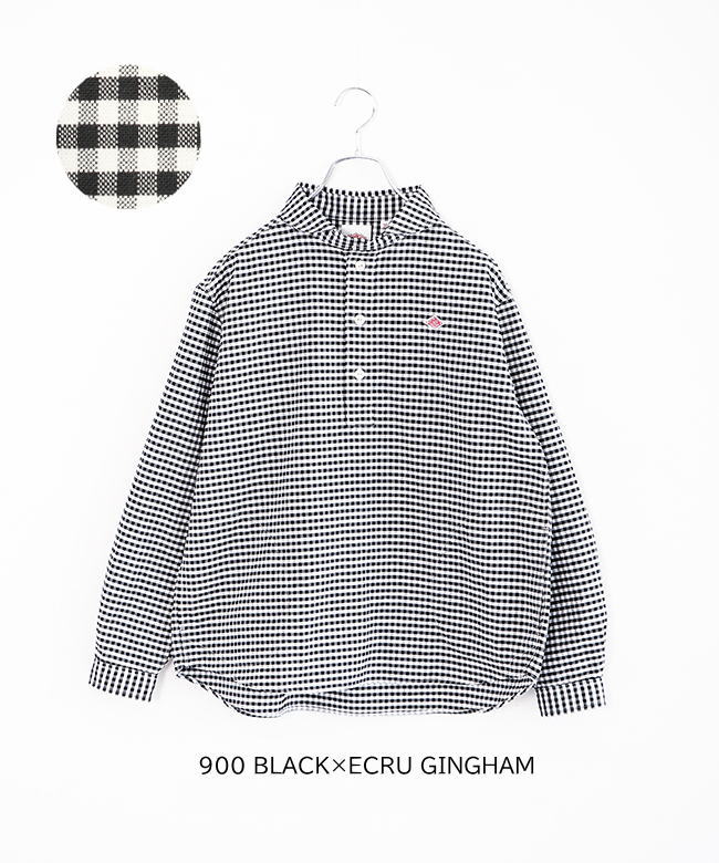 DANTON/ダントン　ラウンドカラープルオーバーシャツ　ストライプ３８ ◇DANTON(ダントン) ROUND COLLAR P.O SHIRT L/S ラウンドカラー プル
