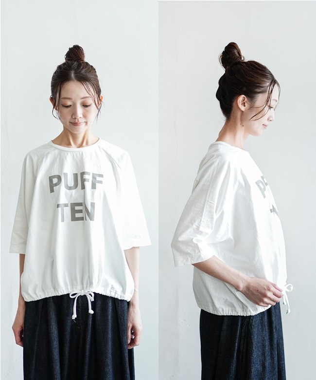 ◇[SMA-PUF-PT-HIMO5]SOLAMONAT(ソラモナ) パフ天竺裾紐5分袖プリント