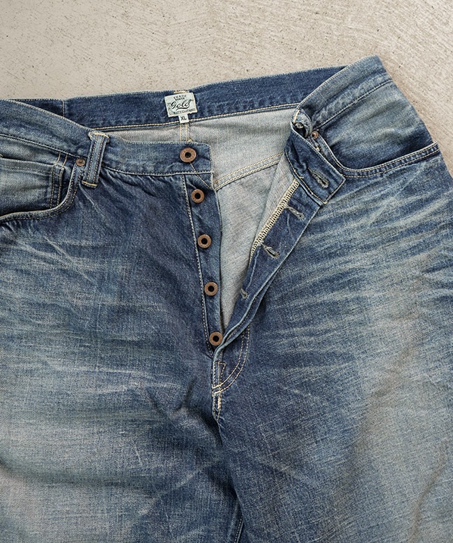 gold(ゴールド)RECYCLED WASTE SUVIN COTTON YARN 11.5oz. DENIM