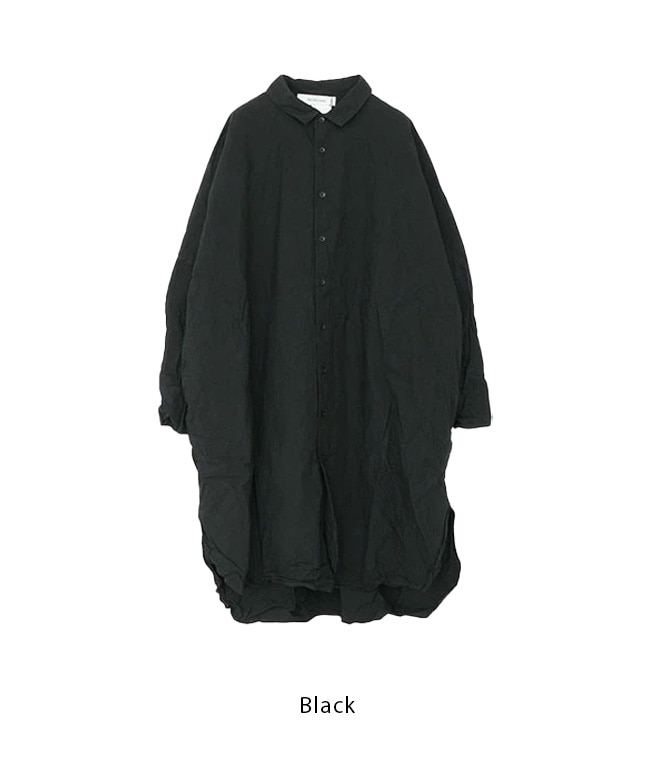ヴェリテクール ロングシャツ ST-106 シャツワンピース 体型カバー 黒 ST-106]Veritecoeur(ヴェリテクール)ロングシャツ 長袖シャツ