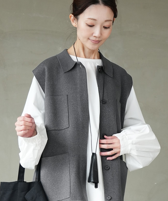 SALE 50%OFF】[4-220089]mizuiro ind(ミズイロインド)襟付きワイド