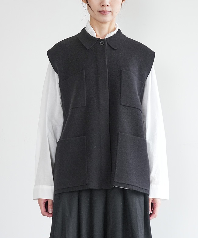 SALE 50%OFF】mizuiro ind(ミズイロインド)襟付きワイドベスト