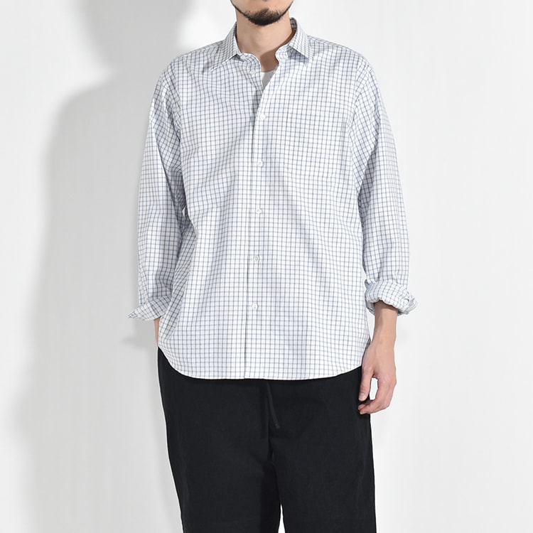 CH00-CHECK]MANAVE(マナベ)Tuck Collar Shirt(タックカラー