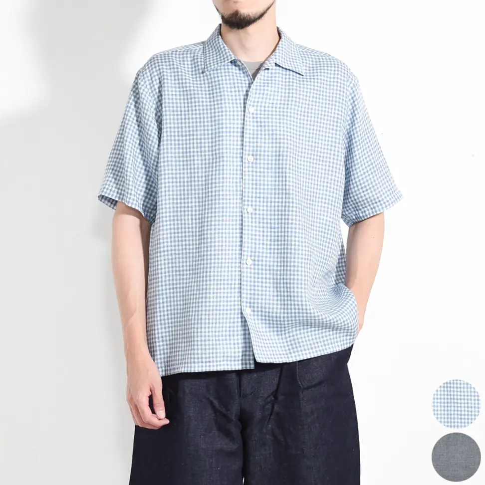 km241sh01a)KIMURA(キムラ/木村)Convertible Collar Shirt H/S Albini