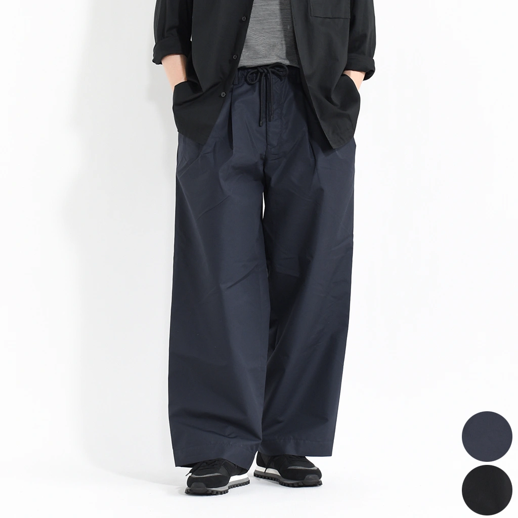 【30% OFF】[a25a04pt01c]MARKAWARE (マーカウェア) EGYPTIAN COTTON × RECYCLE POLYESTER WEATHER-CLOTH TRIPLE PLEATED EASY TROUSERS(120/2 GIZAコットン×リサイクルポリエステルウェザートリプルプリーテッドイージートラウザーズ)【SUMMER SALE】