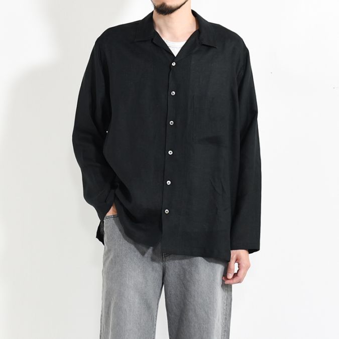 [a25a16sh02c]MARKAWARE (マーカウェア) HEMP SHIRTING COMFORT FIT OPEN COLLAR SHIRT(ヘンプ細布コンフォートフィットオープンカラーシャツ)